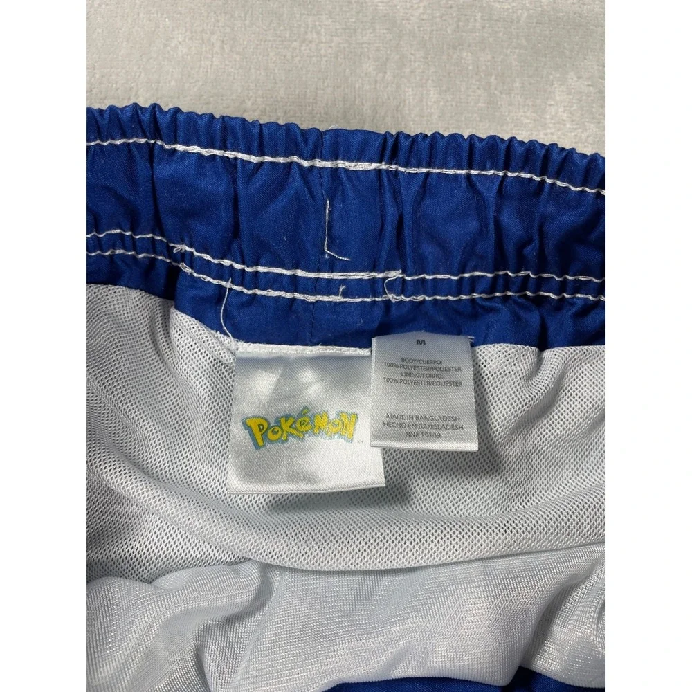 Pokémon Swim Trunks Boys M Blue Yellow Pikachu Graphic Mesh Lined Drawstring